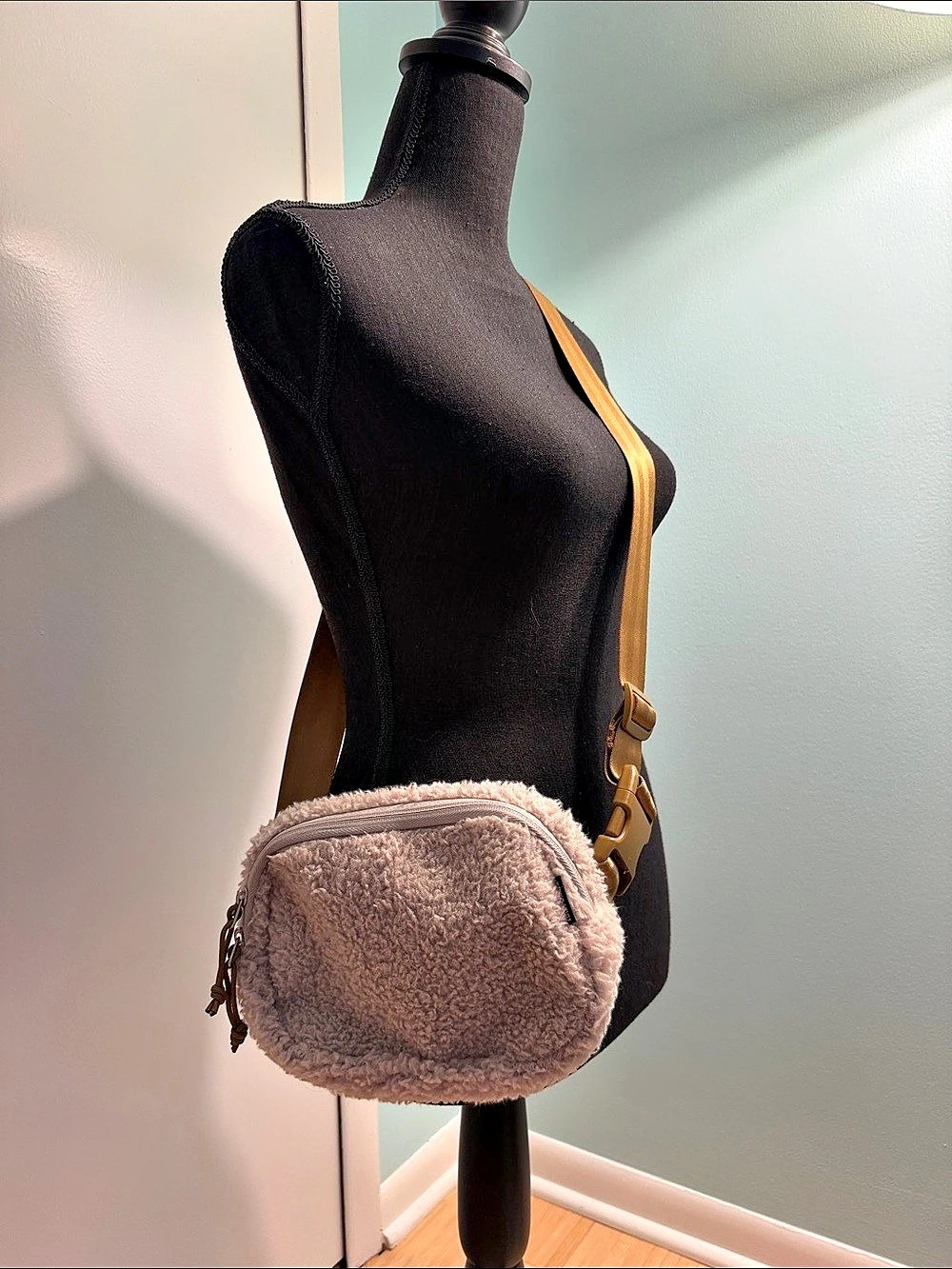 Eddie Bauer Plush Faux Fur Crossbody in Tan